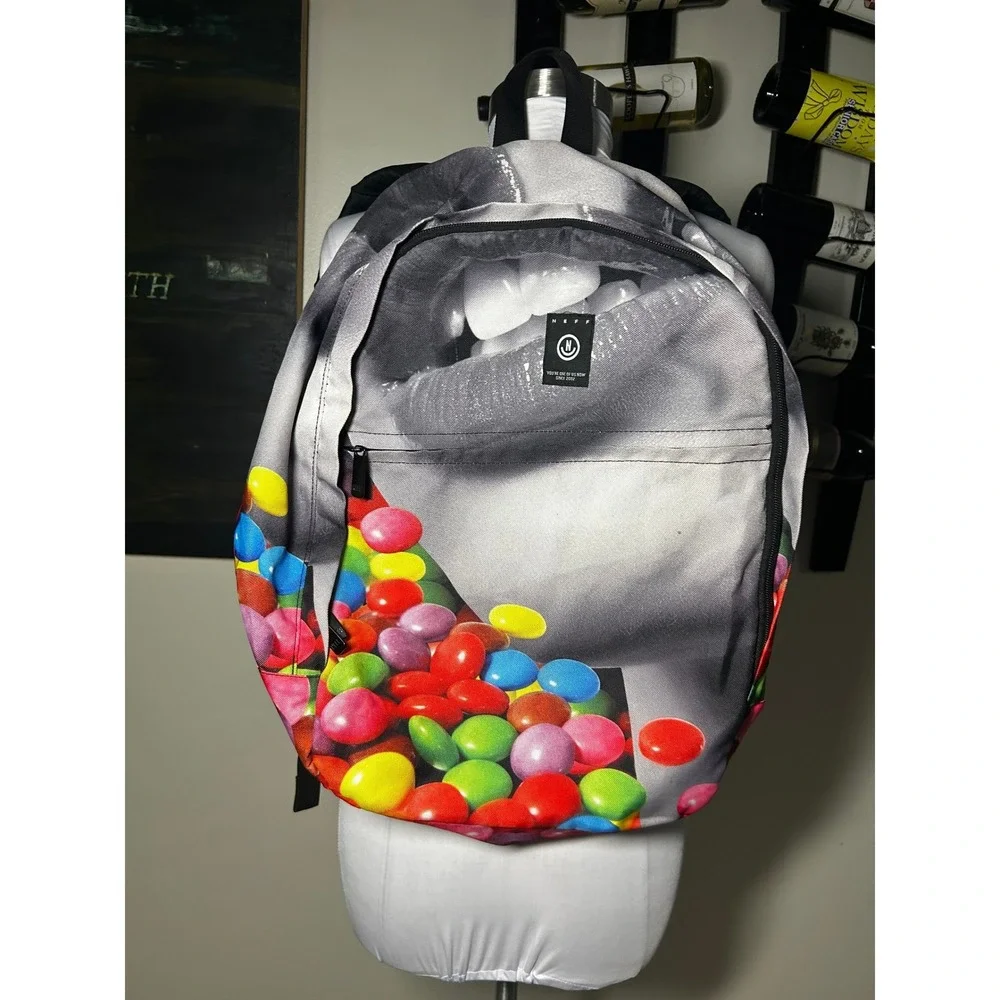 Neff Daily Backpack Graphic Lips Candy Print Black White Multi Streetwear Bag